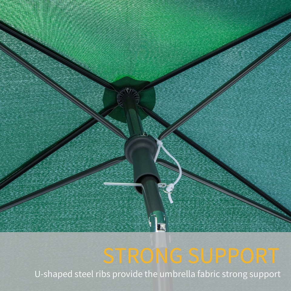 image 1 of Outsunny Aluminium Sun Umbrella Parasol Patio Rectangular 2M x 1.3M Green