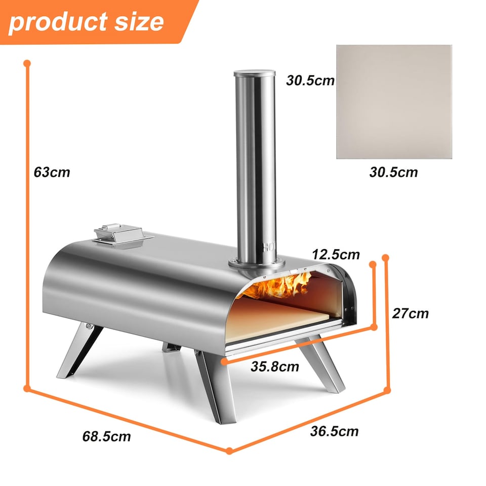image 1 of Gr8 Garden Pizza Oven Portable 12 inch Wood Pellet BBQ Stainless Steel Outdoor Grill Cooker