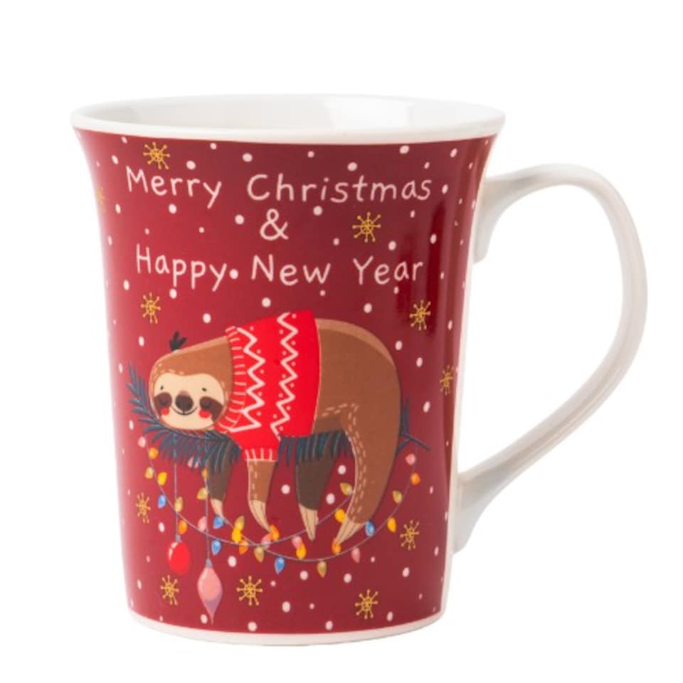 image 1 of Sloth Christmas Mugs 350ml | Blue | Reindree Sloth | 350ml | 1