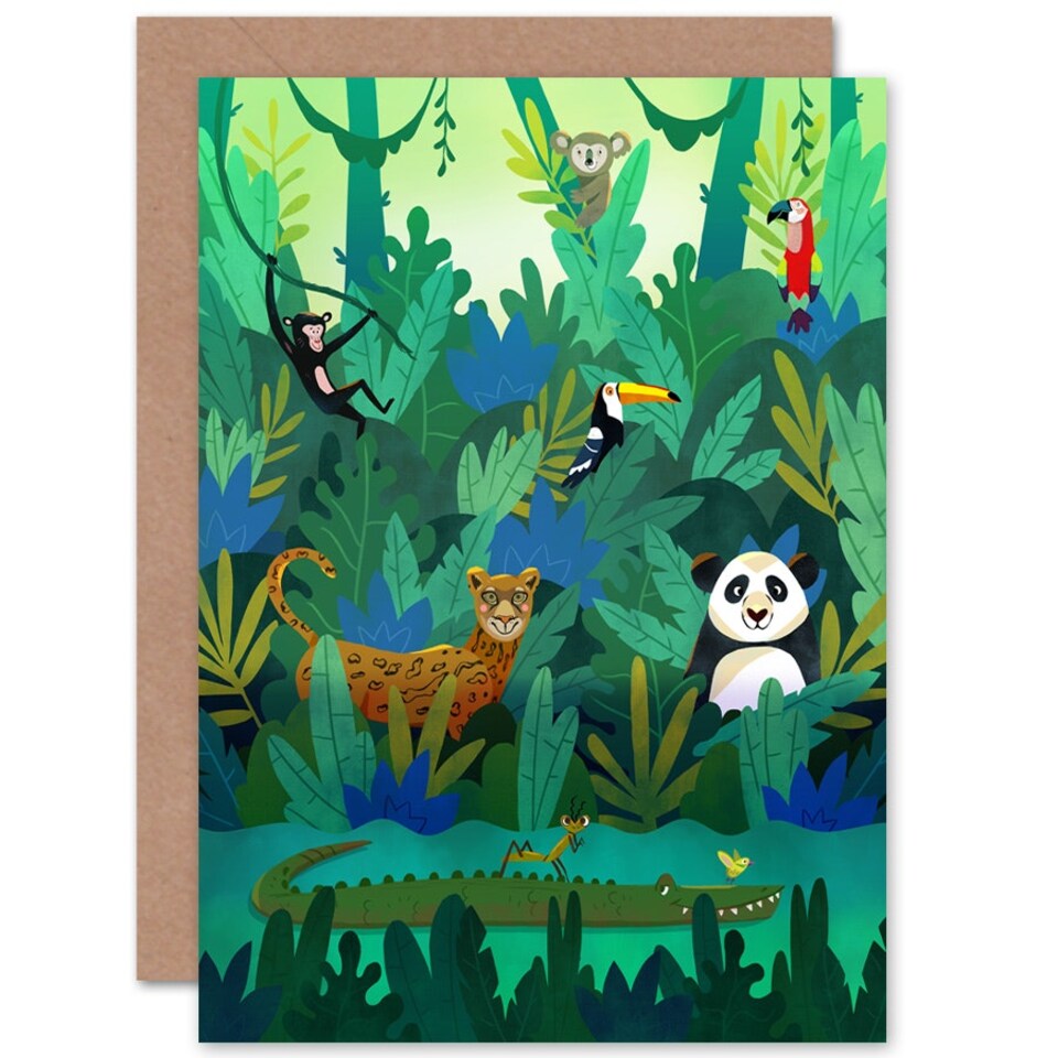 image 1 of Jungle Animals Amazon Kids Birthday Child Kids Card