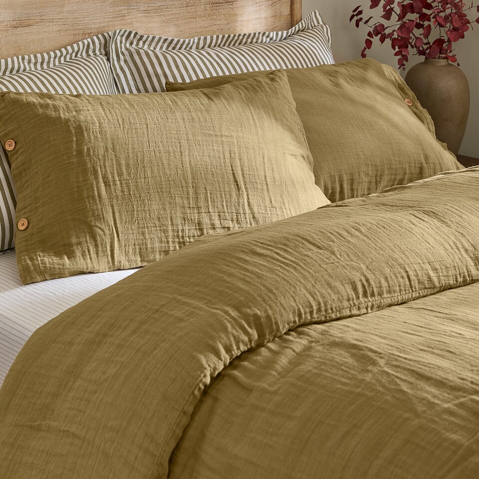image 1 of Yard Lark Muslin Cotton Duvet Cover Set | Blue | Blue | Double