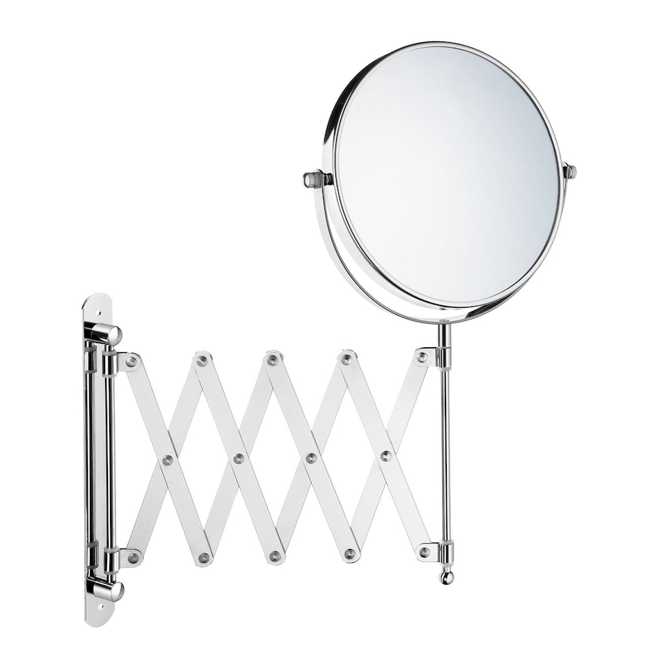 image 1 of BESLAGSBODEN Polished Chrome Double Sided Bathroom Mirror with Retractable Arm