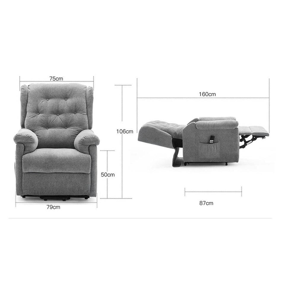 image 1 of Barnsley Fabric Electric Dual Motor Rise Recliner Mobility Armchair (Grey)