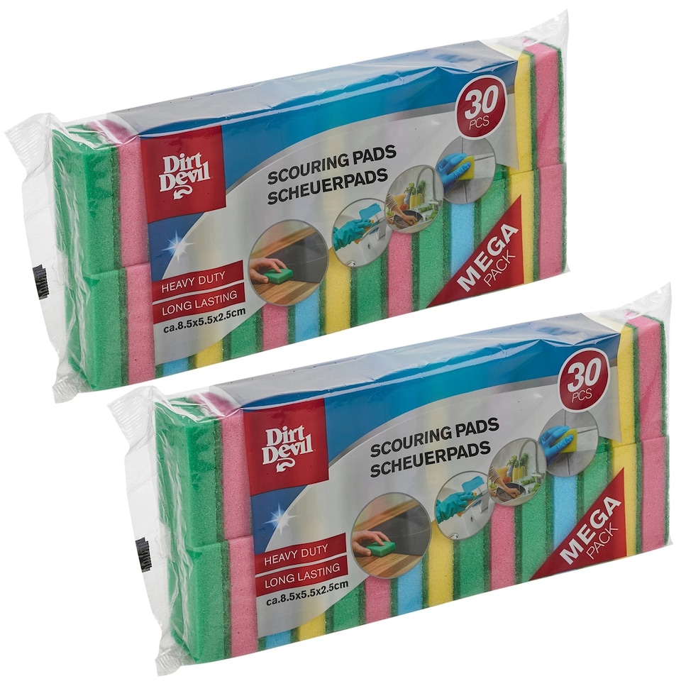 image 1 of Sponge Scouring Pads Washing Up Kitchen Pan Dishes Household Cleaning | Multi | Number of Pads: 60 | 60