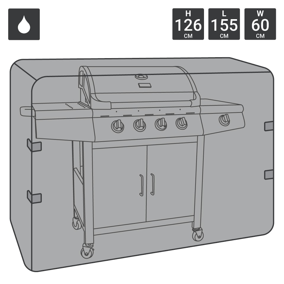 image 1 of Charles Bentley Universal Waterproof Gas Charcoal BBQ Cover Large 4-5 Burner