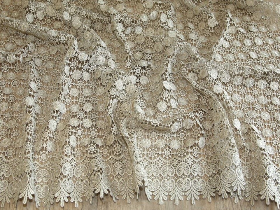 Gold Heavy Guipure Lace Fabric for Bridal, Dressmaking, 137cm / 53" Wide - per metre