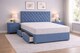 image 1 of Small double blue linen 4ft divan bed set mattress and headboard  2 Drawers Same Side