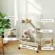 image 4 of PawHut 4-Level Rolling Small Animal Cage, Rabbit Cage with 15cm Deep Bottom