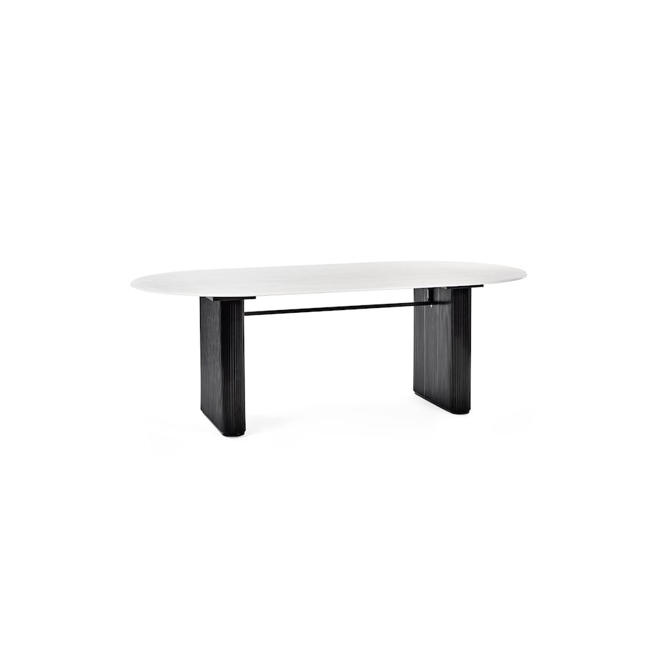 image 1 of Bolivia 220cm White Stone Effect Oval Dining Table