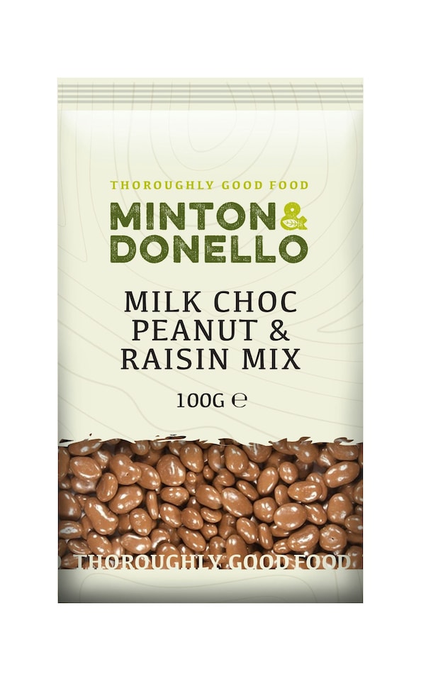 image 1 of Minton & Donello Milk Chocolate Peanut & Raisin Mix 6 x 100g