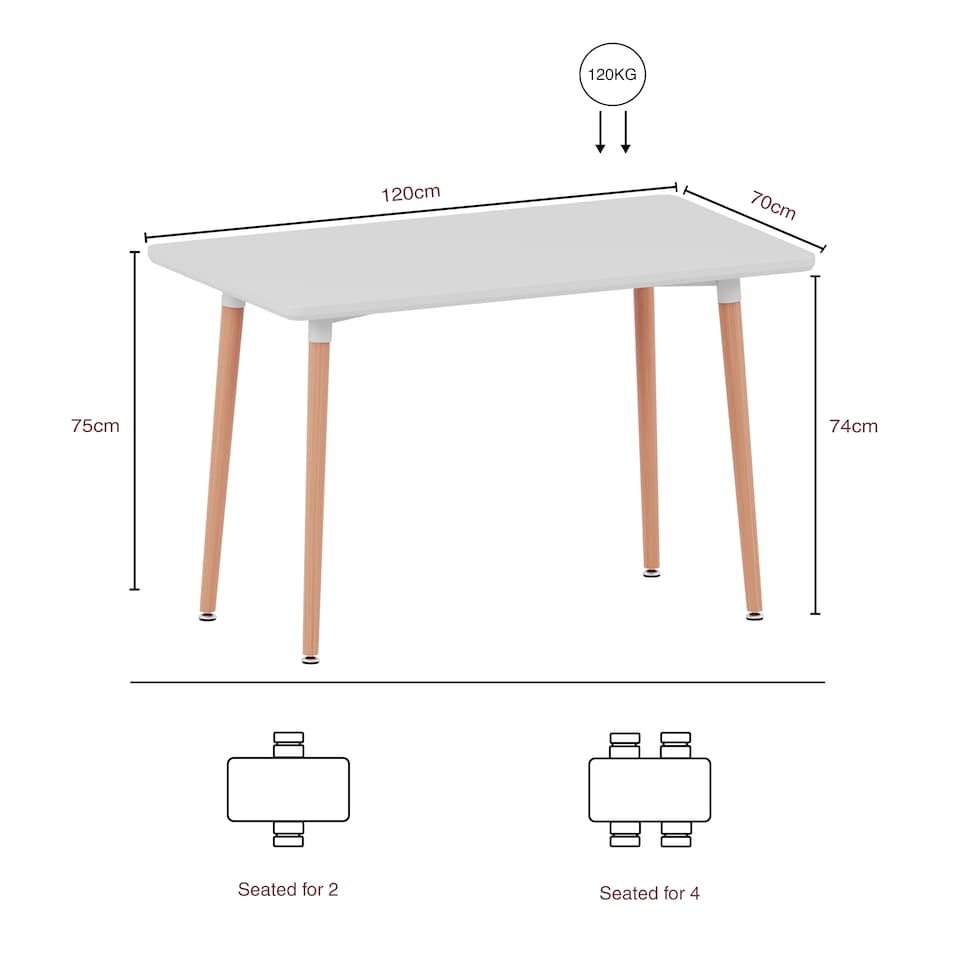 image 1 of Vida Designs Batley 4 Seater Square Dining Table, White