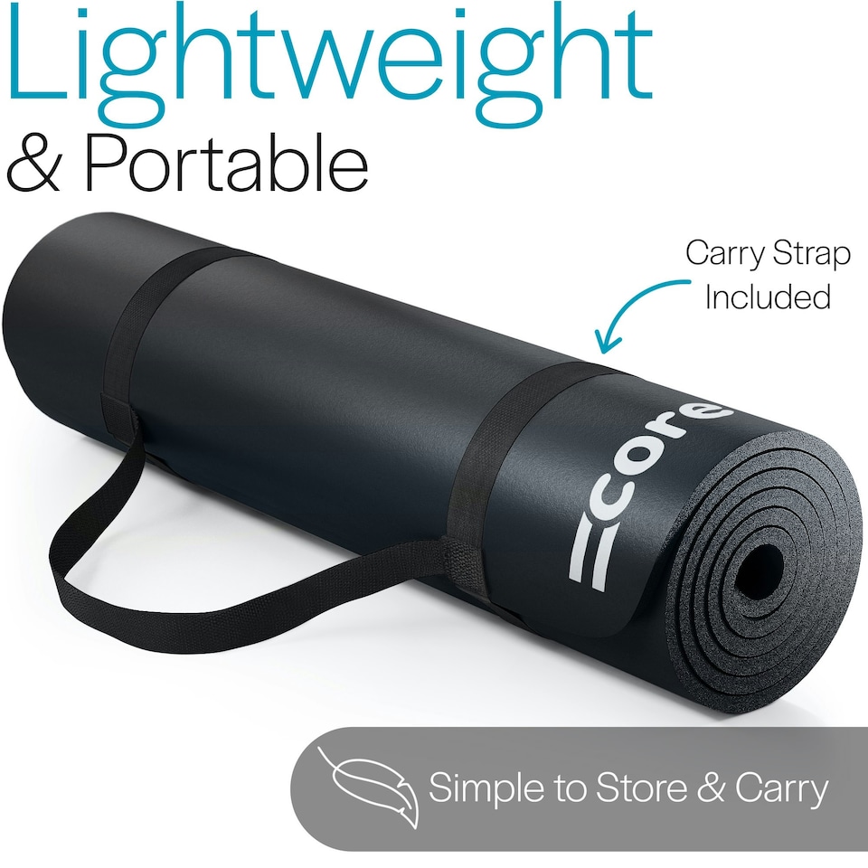 image 1 of Pilates Mat with Strap (10mm Thick) - Black
