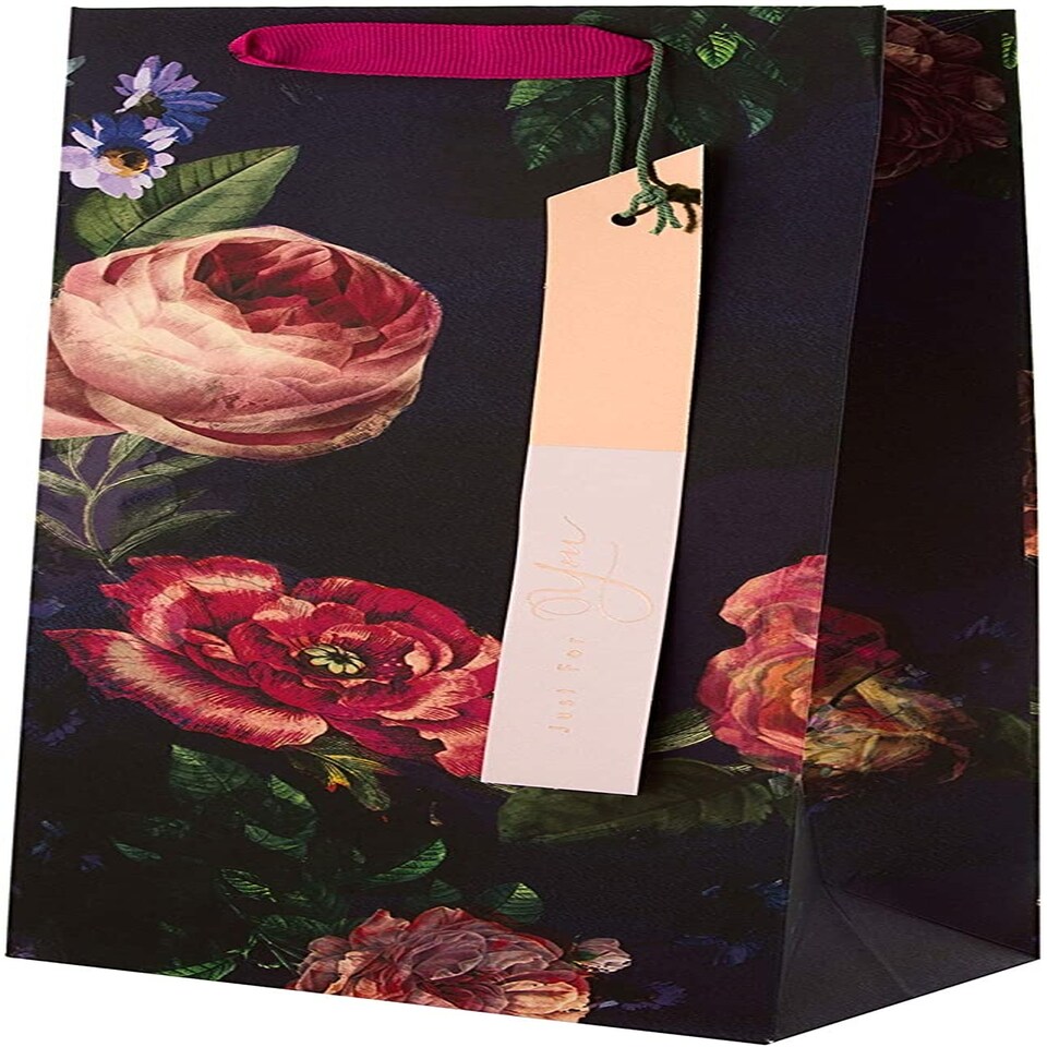 image 1 of Dark Floral Design Multi-Occasion Bottle Bag