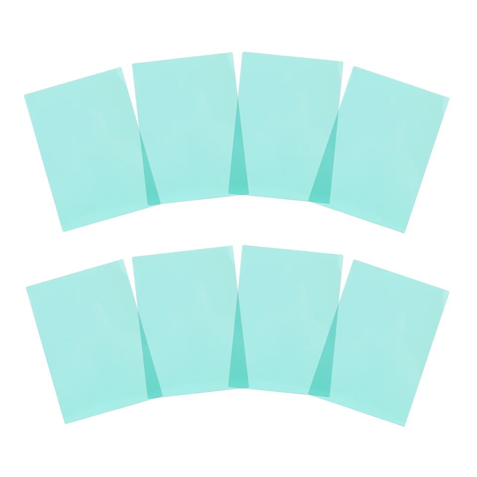 image 1 of Pack of 8 A4 Plain Cyan Dyslexia Overlay Reading Sheets  - PET Material, Rounded Corners | Green | Cyan