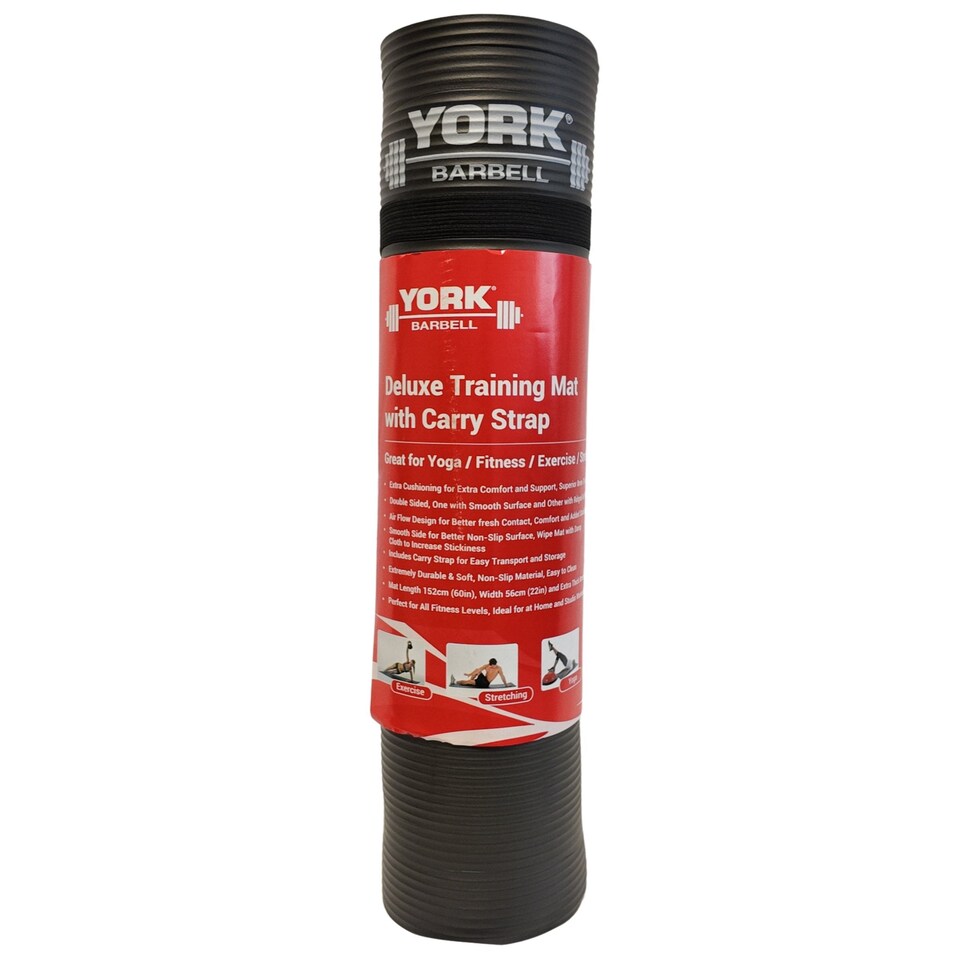 image 1 of York Deluxe Training Mat 8mm - Double-Sided Non-Slip Yoga & Exercise Mat with Carry Strap, 152 x 56 cm | Multi | 152 cm (60 inches) length x 56 cm (22 inches) width