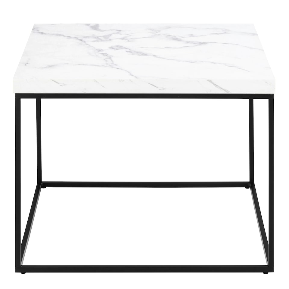 image 1 of Barossa Coffee Table with White Marble Effect Top & Black Steel Base 60cm