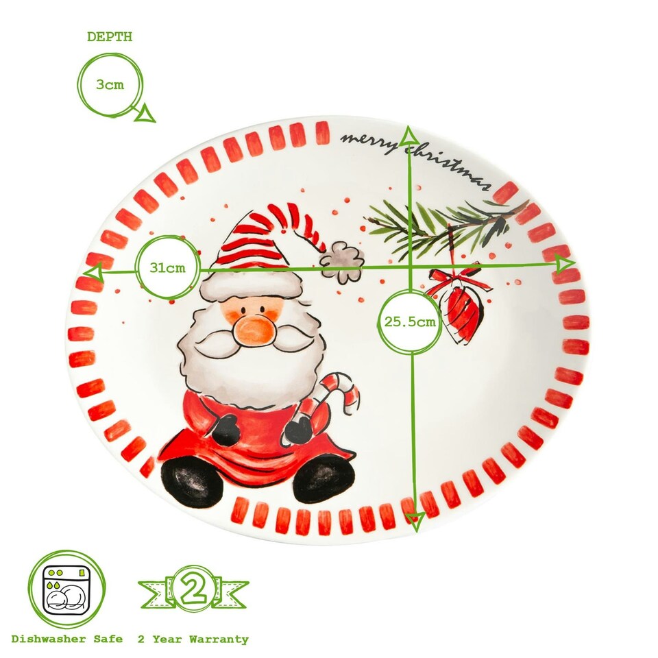 image 1 of Nicola Spring Father Christmas Serving Platters - 31 x 25.5cm - White White