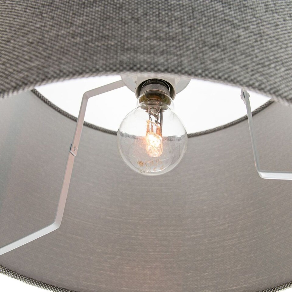 image 1 of Modern and Sleek 30cm Width Light Grey Linen Fabric Drum Lamp Shade 60w Maximum | Grey | Grey | 1