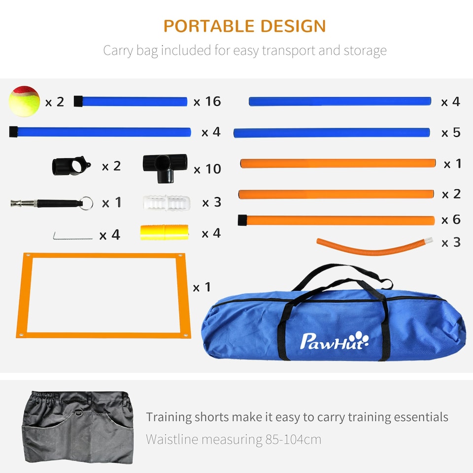 image 1 of PawHut 8 Piece Dog Agility Equipment Set, Outdoor Agility Kit for Pet, Orange
