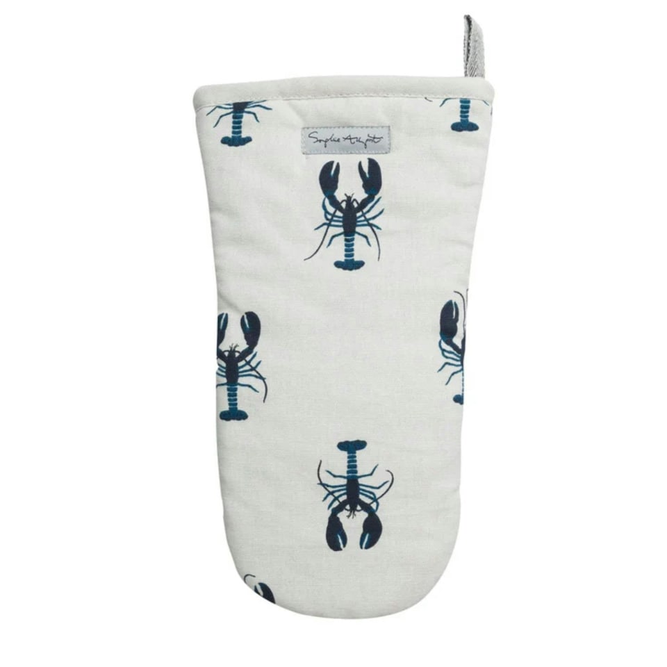 image 1 of Sophie Allport Lobster Oven Mitt, 100% Cotton White | Blue
