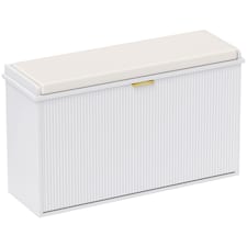 HOMCOM Shoe Bench with Padded Seat Cushion and Flip-Drawer, Shoe Cabinet Holds up to 120kg for Hallway, Entryway and Porch, 80x26x47.5cm, White | White | White