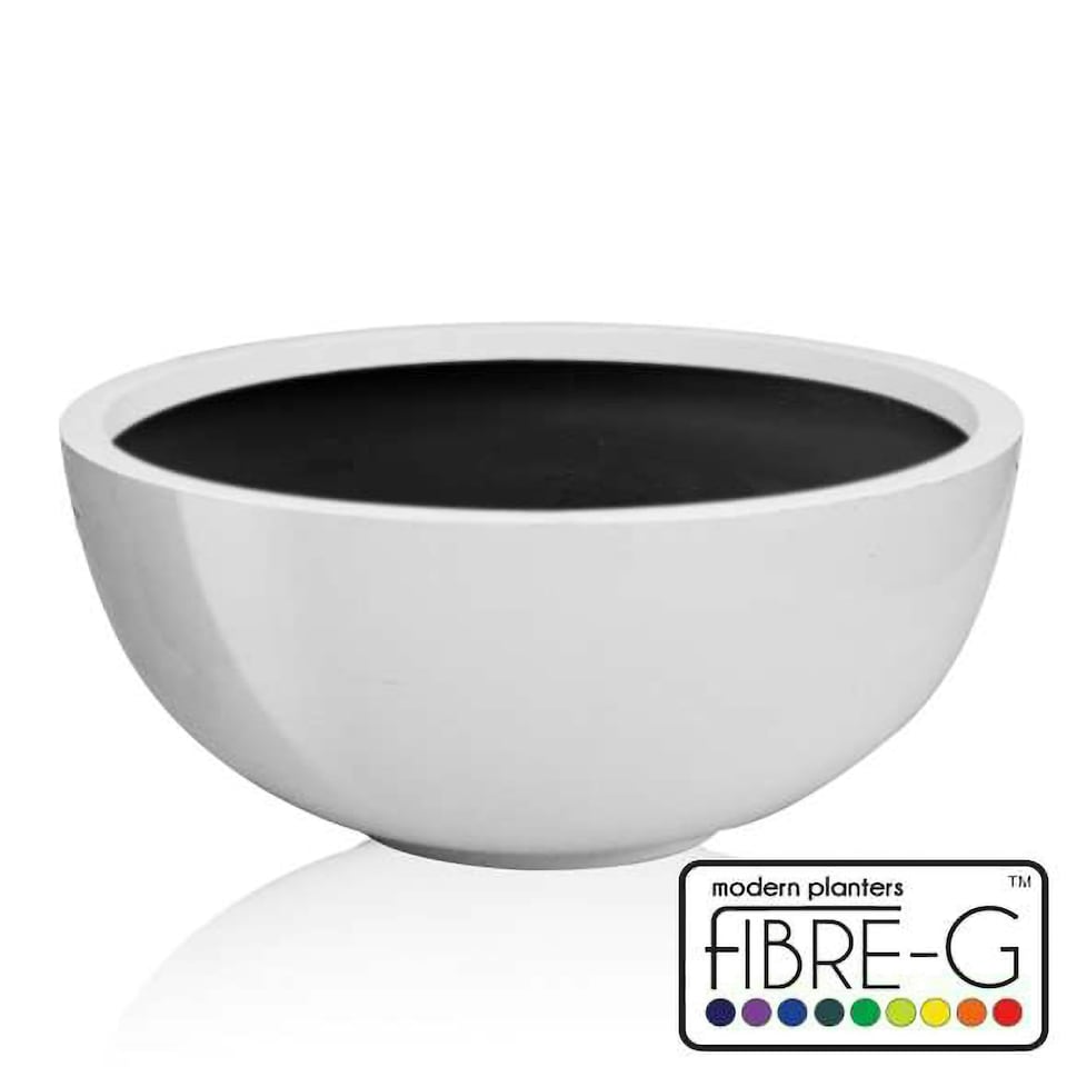image 1 of Primrose Gloss White Garden Outdoor Fibreglass High Low Bowl Planter 72cm