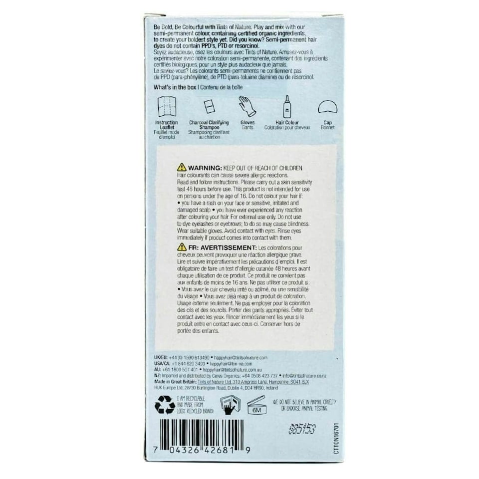 image 1 of Tints of Nature Bold Colour Blue Semi-Permanent Hair Dye, Single