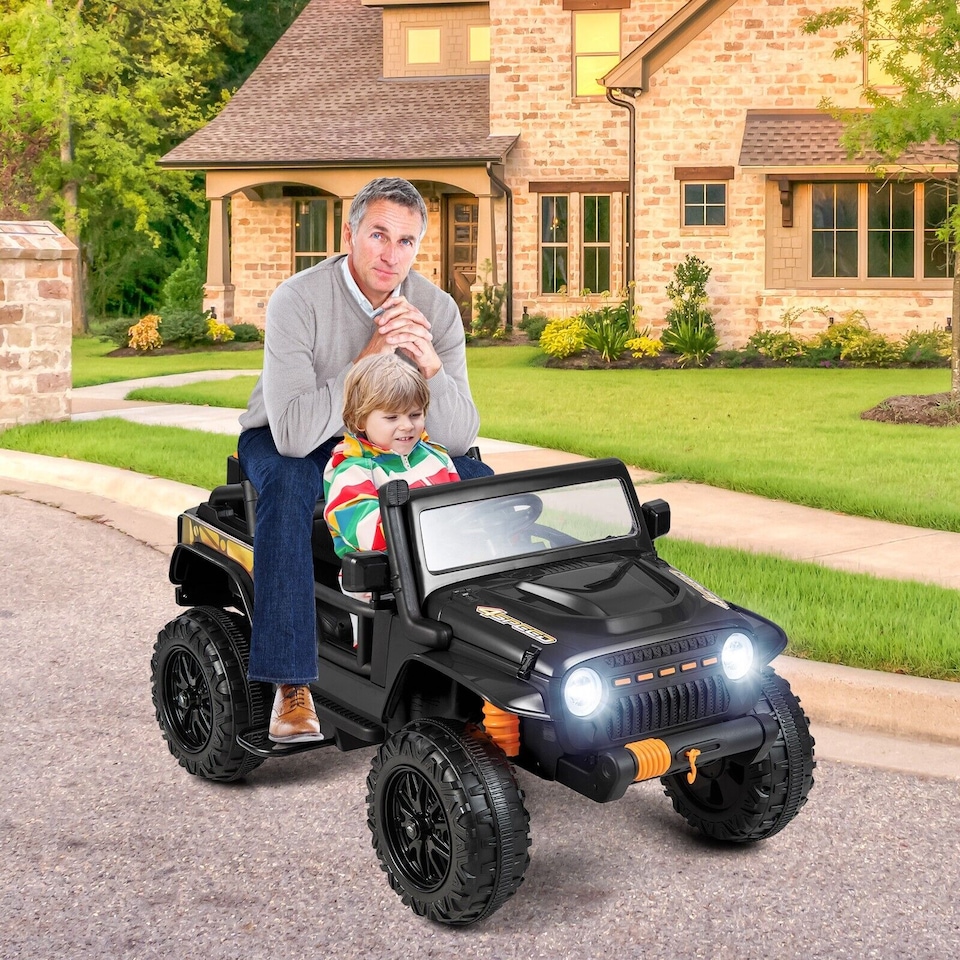 image 1 of COSTWAY 2-Seater Powered Electric UTV Large Kids car Black
