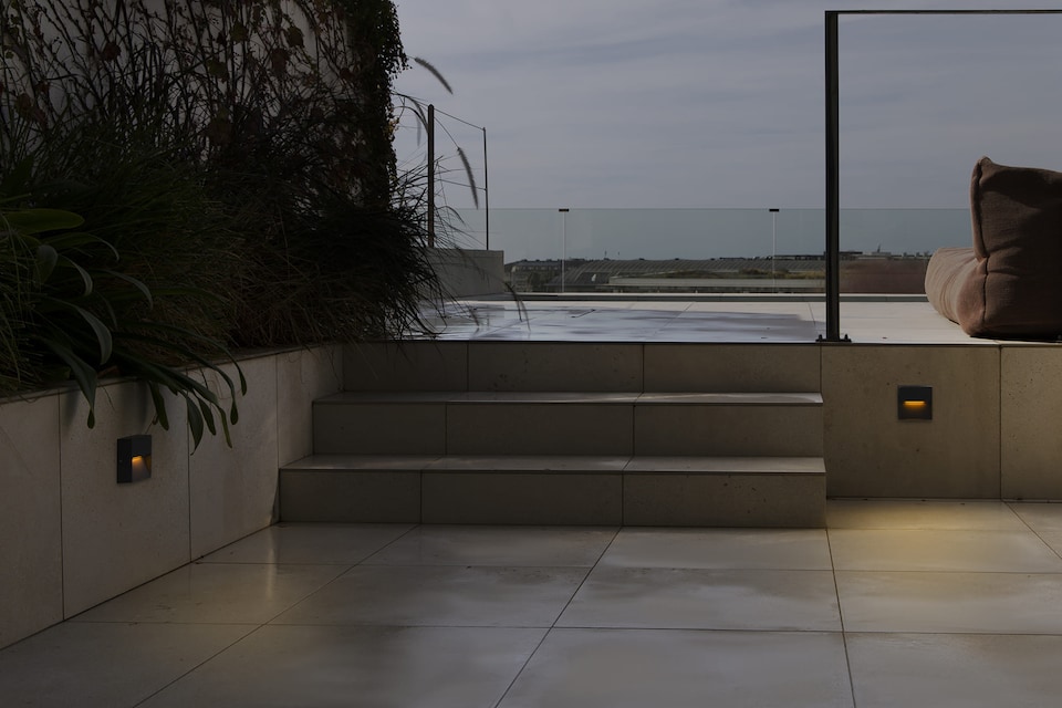 image 1 of Dune Square LED Outdoor Flush Wall Lamp Dark Grey IP65 CCT 2200-4000K