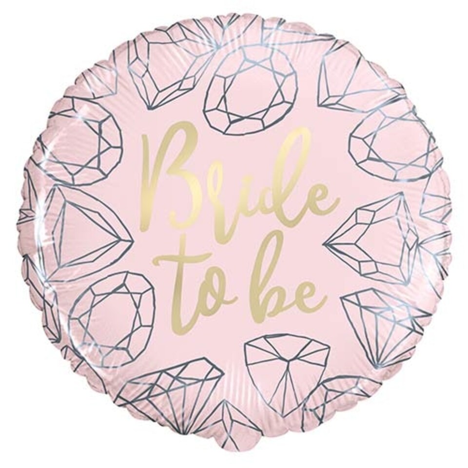 Pink Diamond Bride to Be Round Foil Helium Balloon 46cm / 18 in
