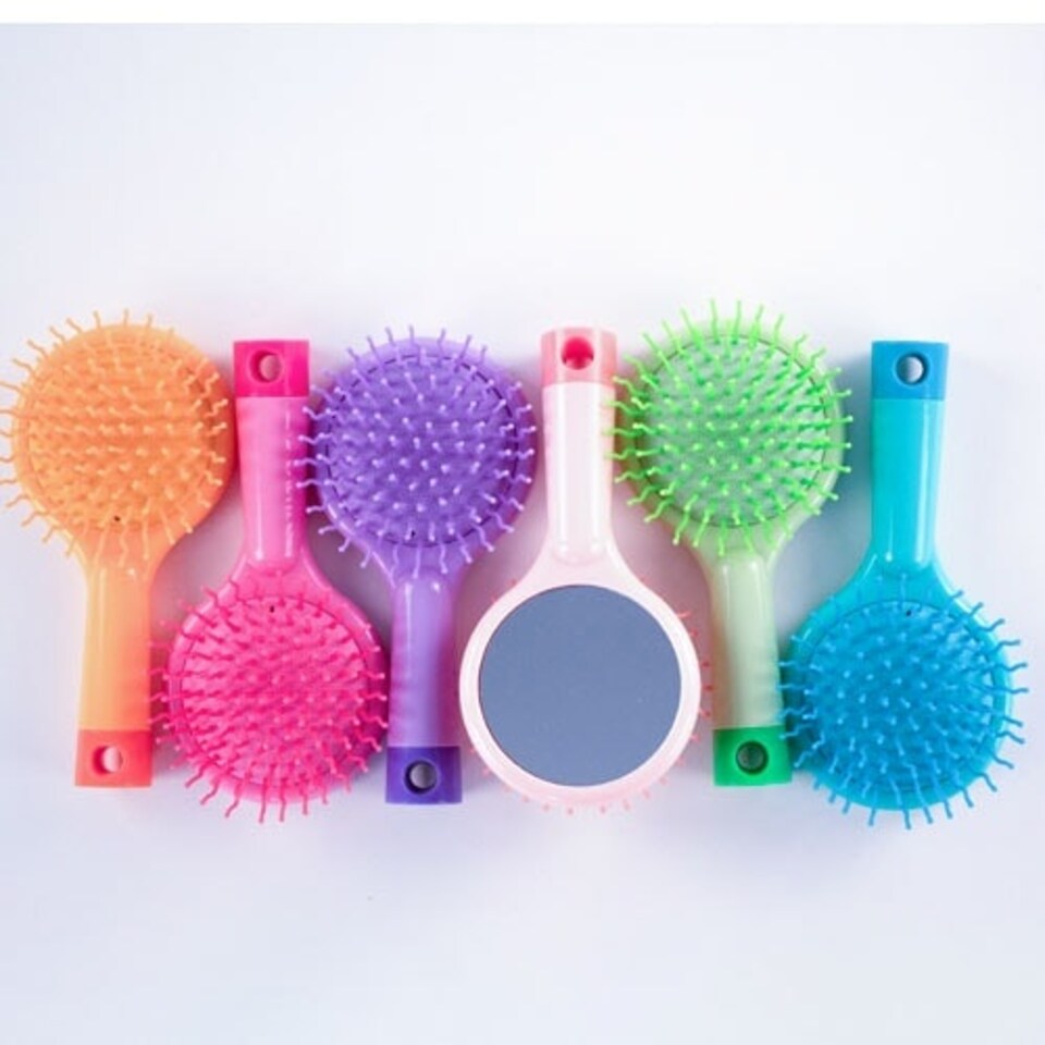 Assorted Detangler Hair Brush With Cushion Mirror