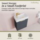 image 4 of Balterley Wall Hung Cloakroom Vanity Basin Unit with Handle Compact Bathroom Storage | Grey | Satin Soft Black | 438 x 400 x 222mm | 1