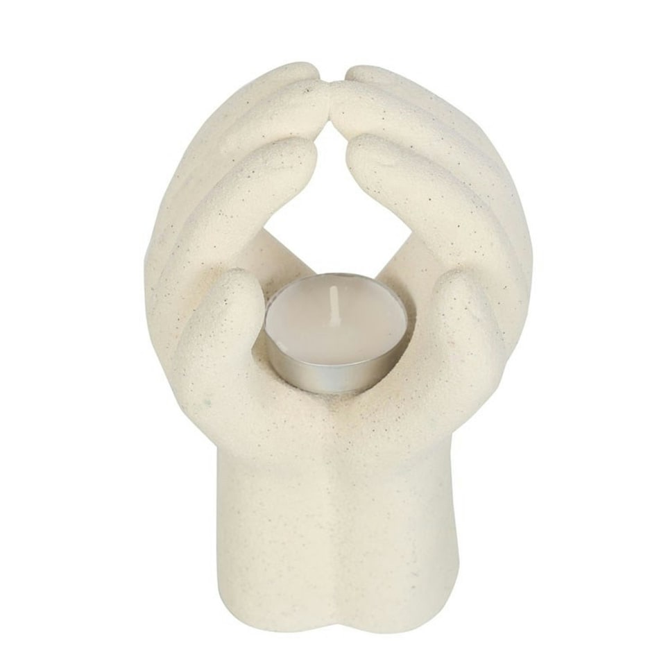 image 1 of Something Different Praying Hands Tealight Holder - White - One Size