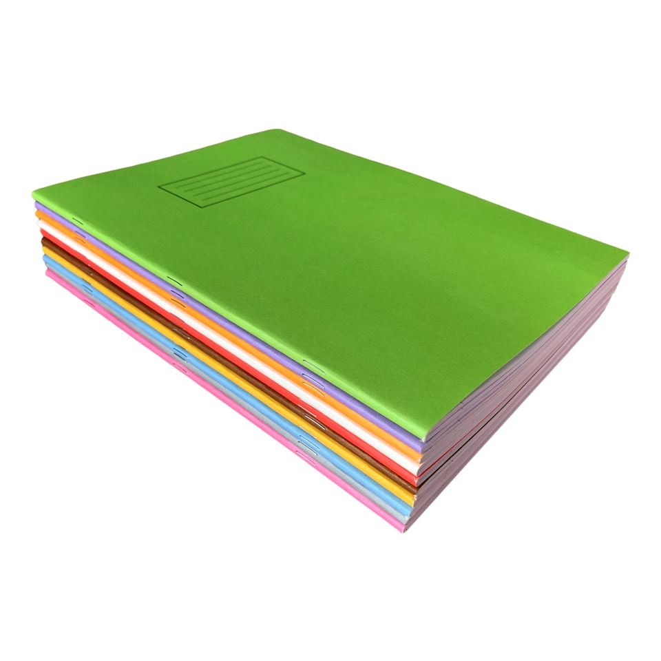 image 1 of Pack of 10 Janrax A4 Pink 80 Pages Feint and Ruled Exercise Books