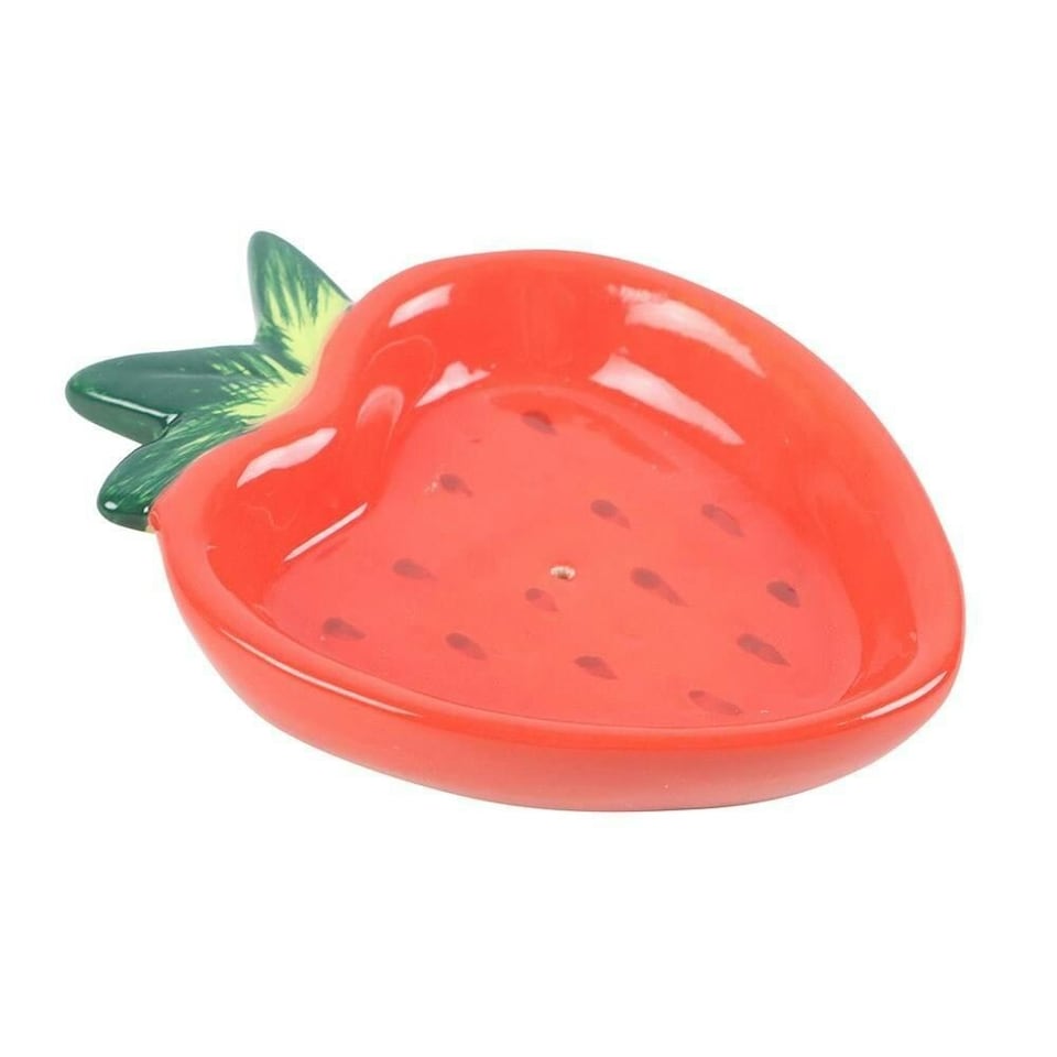 image 1 of Something Different Tutti Frutti Strawberry Incense Stick Holder Set (Pack of 12) - Red/Green - One Size