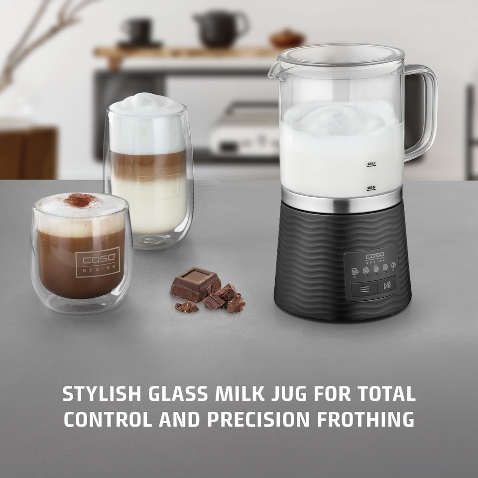 image 1 of CASO Design CappuLatte Electric Milk Frother with 5 Functions, Hot Chocolate Maker with Glass Jug - 400ml Capacity