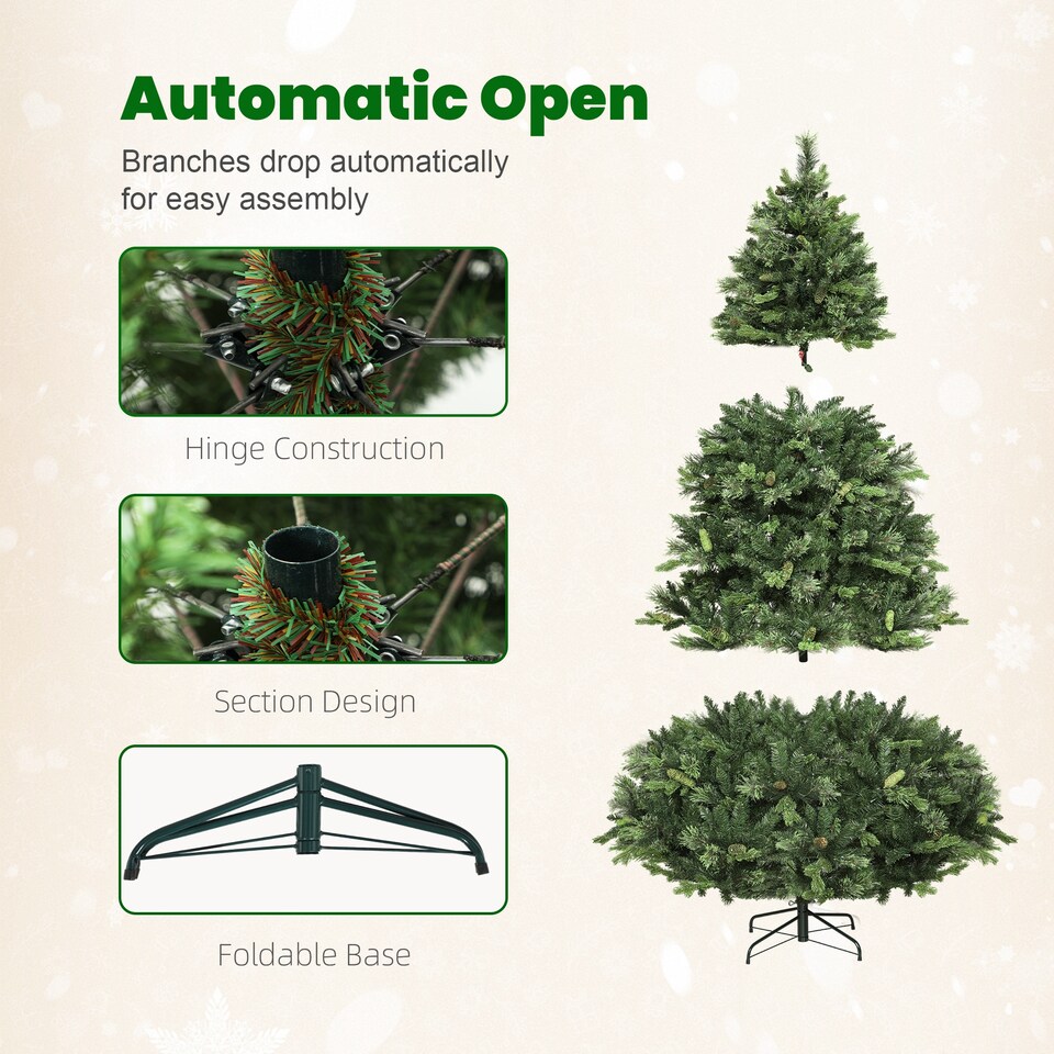 image 1 of HOMCOM 180cm Prelit Christmas Tree with Colourful DIY Synchronized LED Lights and Remote, Carolina Pine, Hinged Xmas Tree with Realistic Tips, 12 Modes, Daily Timer, Adjustable Brightness and Speed | Green