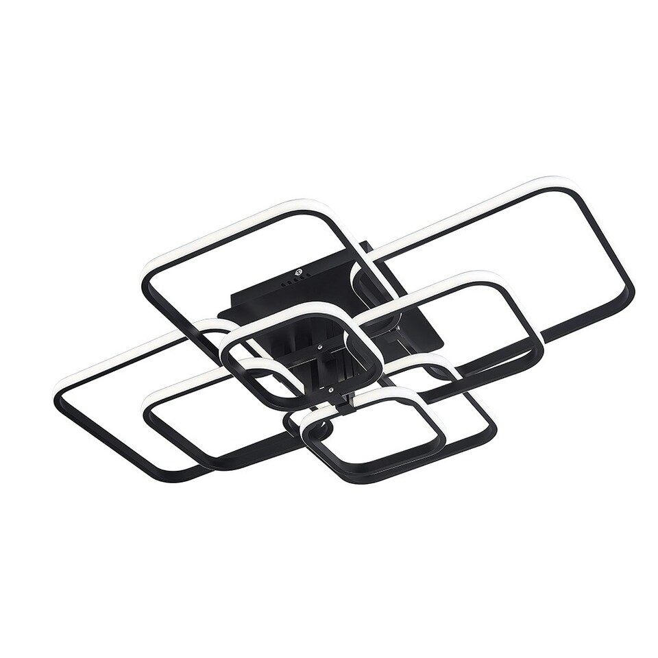 image 1 of Living and Home Contemporary LED Energy-efficient Light-adjusted Semi Flush Ceiling Light, Black
