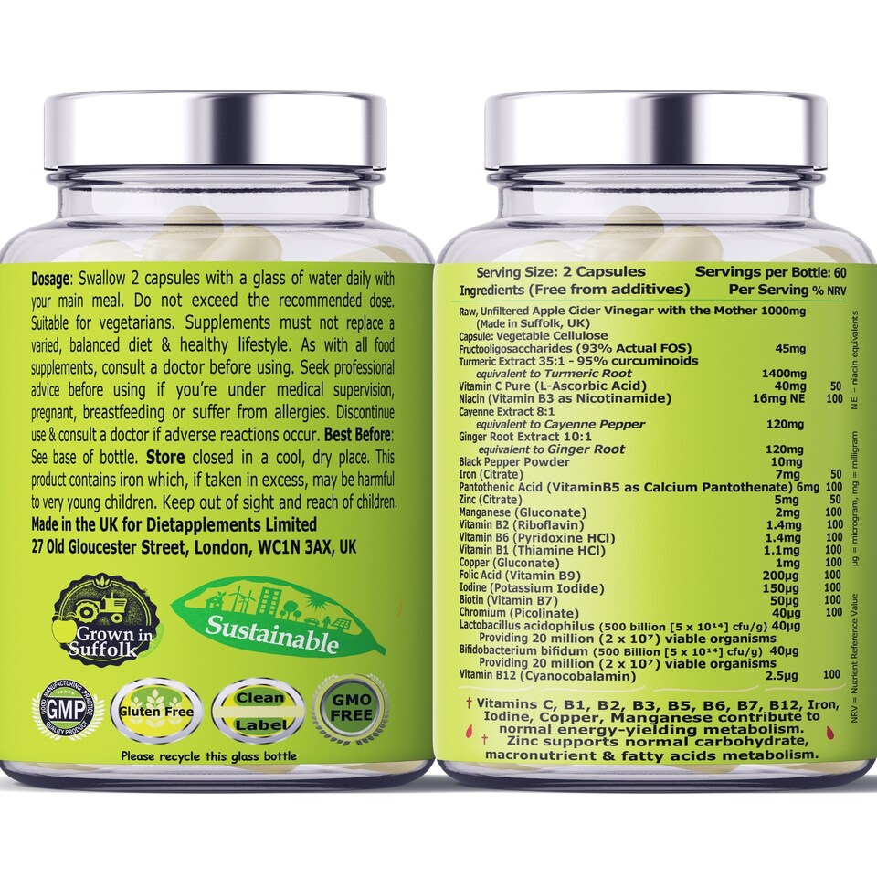 image 1 of Dietapplements Apple Cider Vinegar with the Mother, Vitamins, Minerals Complex