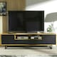 image 3 of TV Unit 200cm Oak Body with Black Doors and Drawer on Metal Base | Multi | Oak | One Size | 1