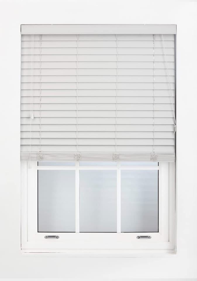 image 1 of Faux Wood Venetian Blind with String (W)75cm x (L)150cm