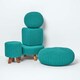 image 5 of Homescapes Teal Green Tall Cotton Knitted Footstool on Legs