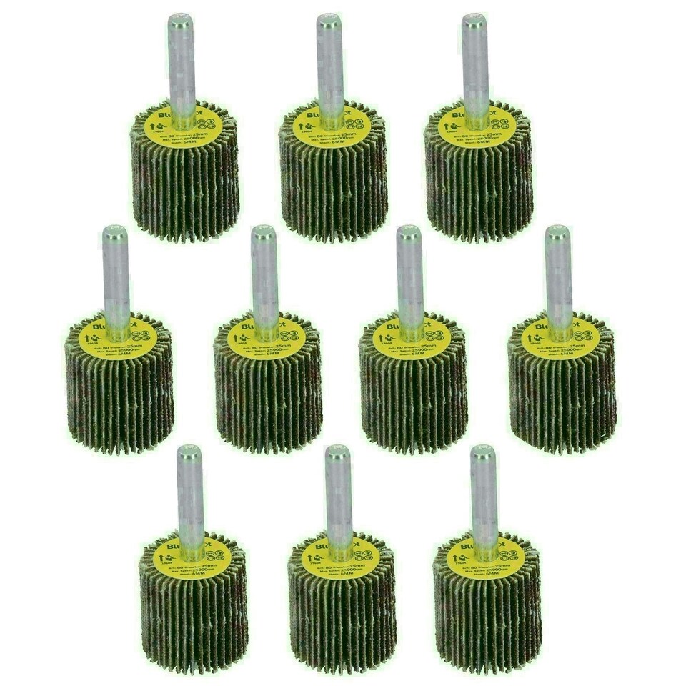 image 1 of 80 Grit 25mm Flap Wheel Disc Abrasive Sanding Pads For Drills 6mm Shank 50pc