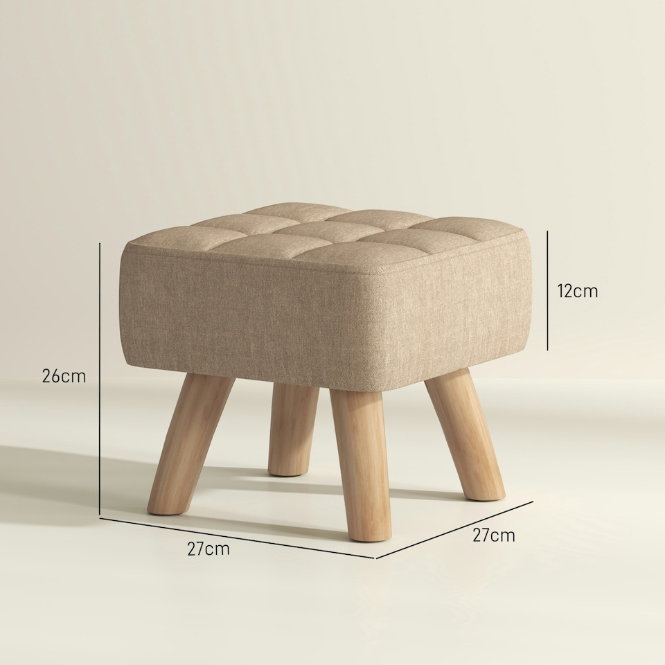image 1 of HOMCOM Modern Footstool, Fabric Foot Rest with Rubber Wood Legs 