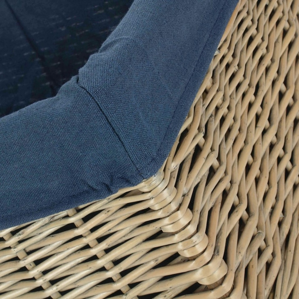 image 1 of Antique Wash Navy Cotton Lined Willow Storage Basket Blue | M