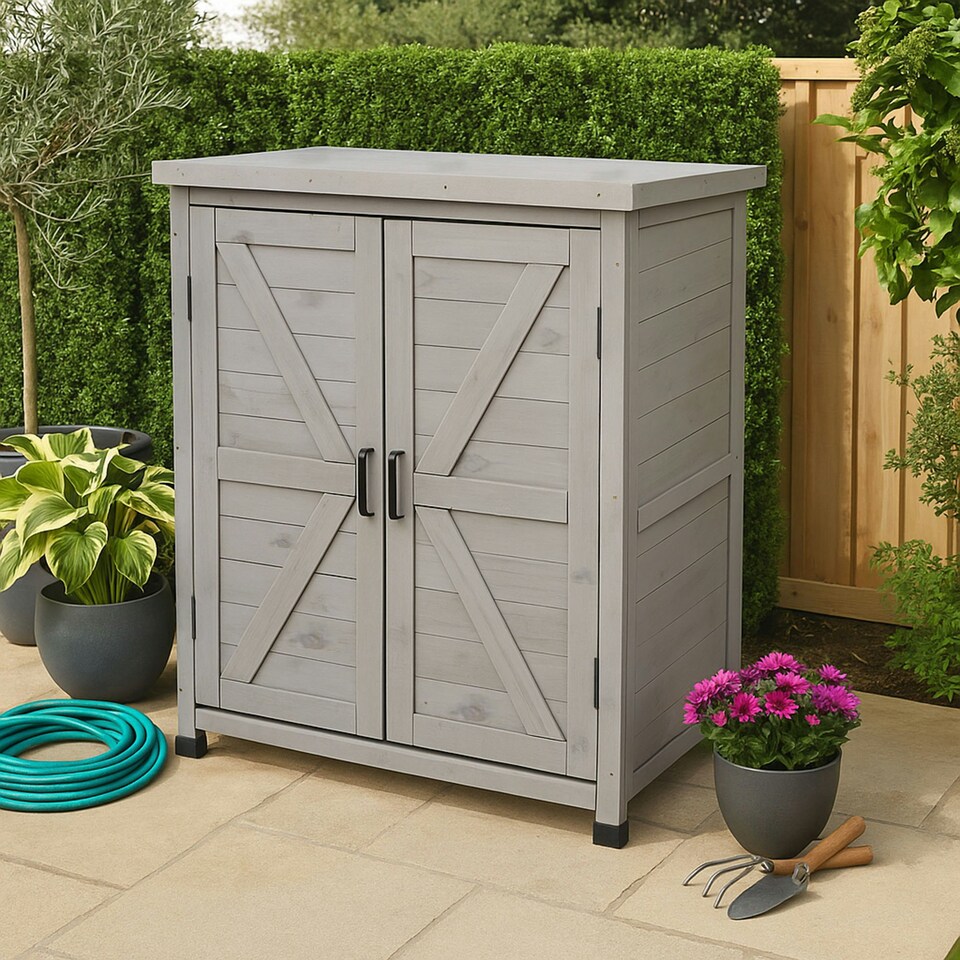 image 1 of Small Garden Wooden Storage Shed Grey