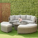 image 2 of Outsunny 5 PCs Outdoor Rattan Lounge Chair Round Daybed Table Set w/ Cushion