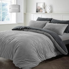 Velosso Plush Corduroy Teddy Fluffy and Warm Fleece Duvet Cover Set Silver | Silver | King