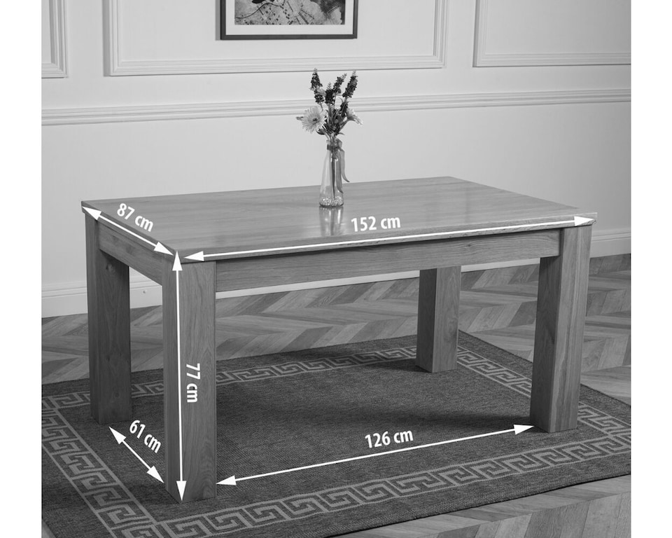 image 1 of Dakota 152 x 87cm Medium Oak Dining Table and 6 Montana Fabric Chairs | Black | Black