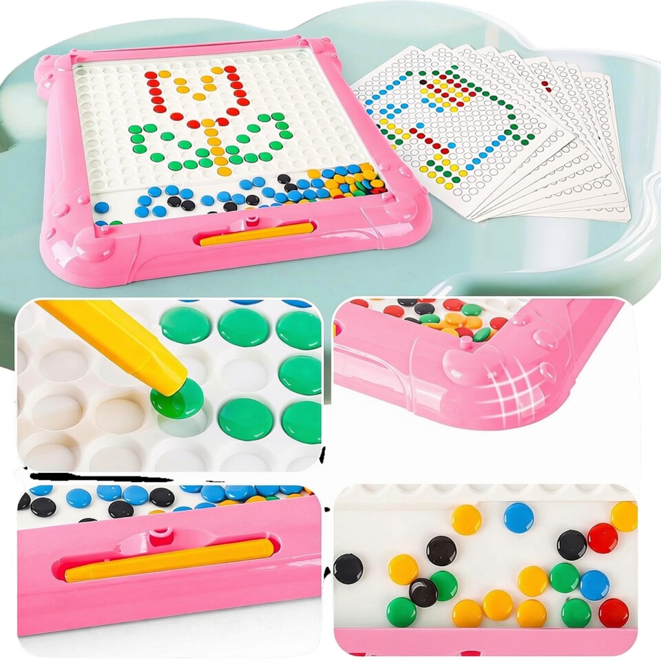image 1 of 2-in-1 Drawing & Maze Board - Double-Sided Montessori Travel Toy with Pen & 20 Pattern Cards, Fine Motor Skills & Logic Development, Portable Educational Toy for Children Ages 3+ (Pink)